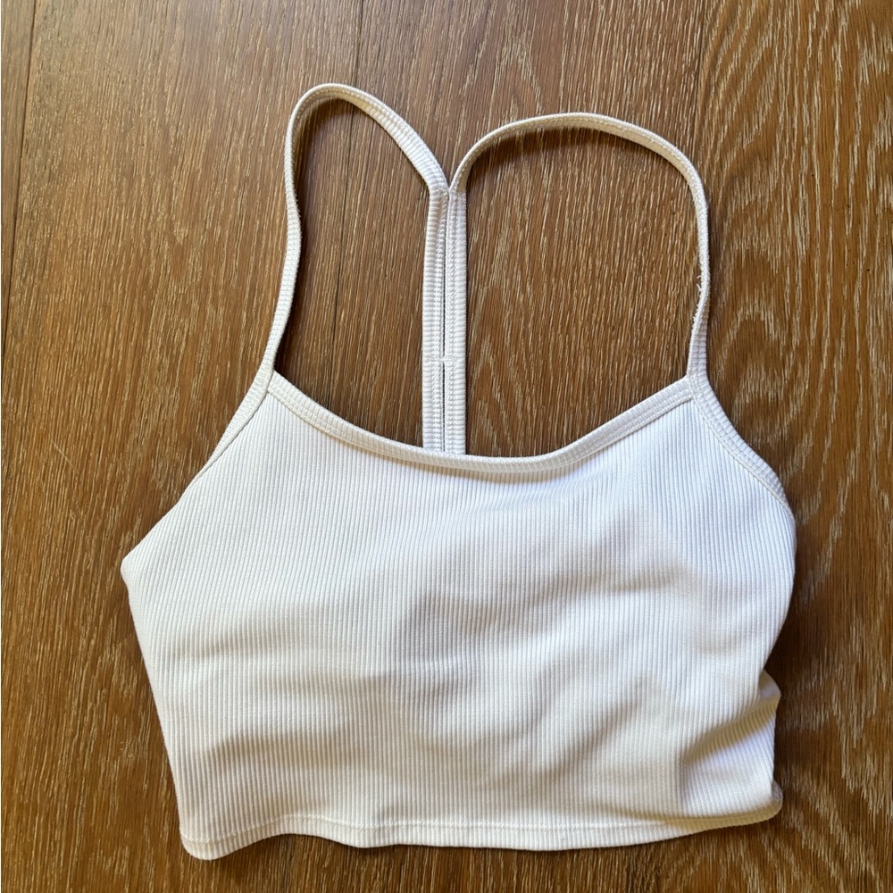 ALO Yoga White Ribbed Crop Top